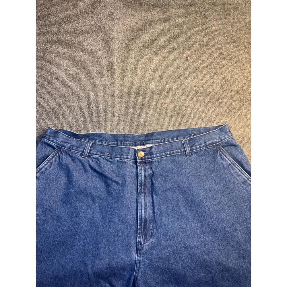 St. John's Bay Cropped Jeans Womens 22W Blue Authentic Relaxed‎ Fit Ankle Slit